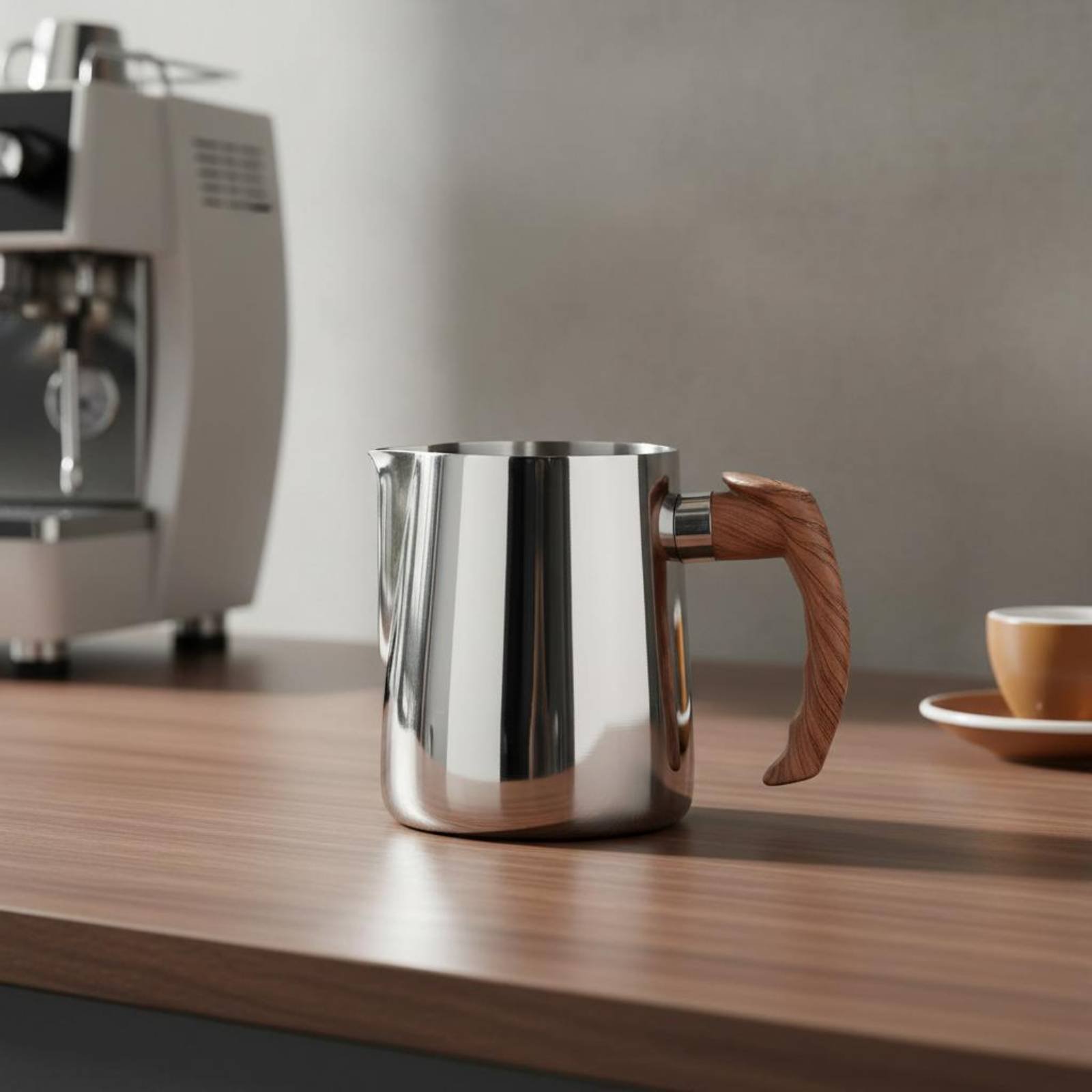 Milk Steaming Pitcher - Кувшин для латте-арта с деревянной ручкой,