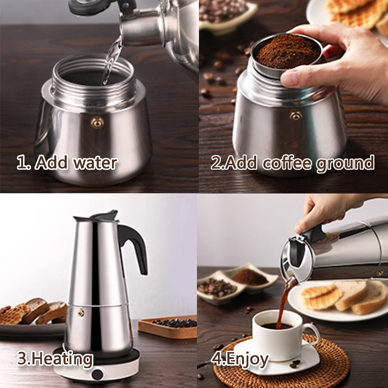 4/6/9 чашек Moka Pot Caffe Mac – обзор и цена Coffee Equipment Set